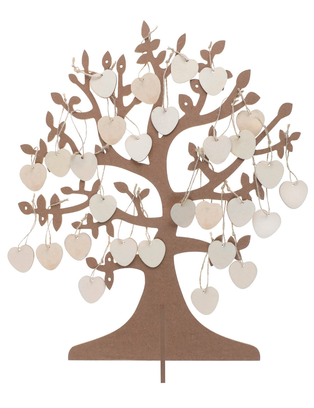 Arbre à vœux livre d'or pour mariage en bois naturel avec 50 cœurs