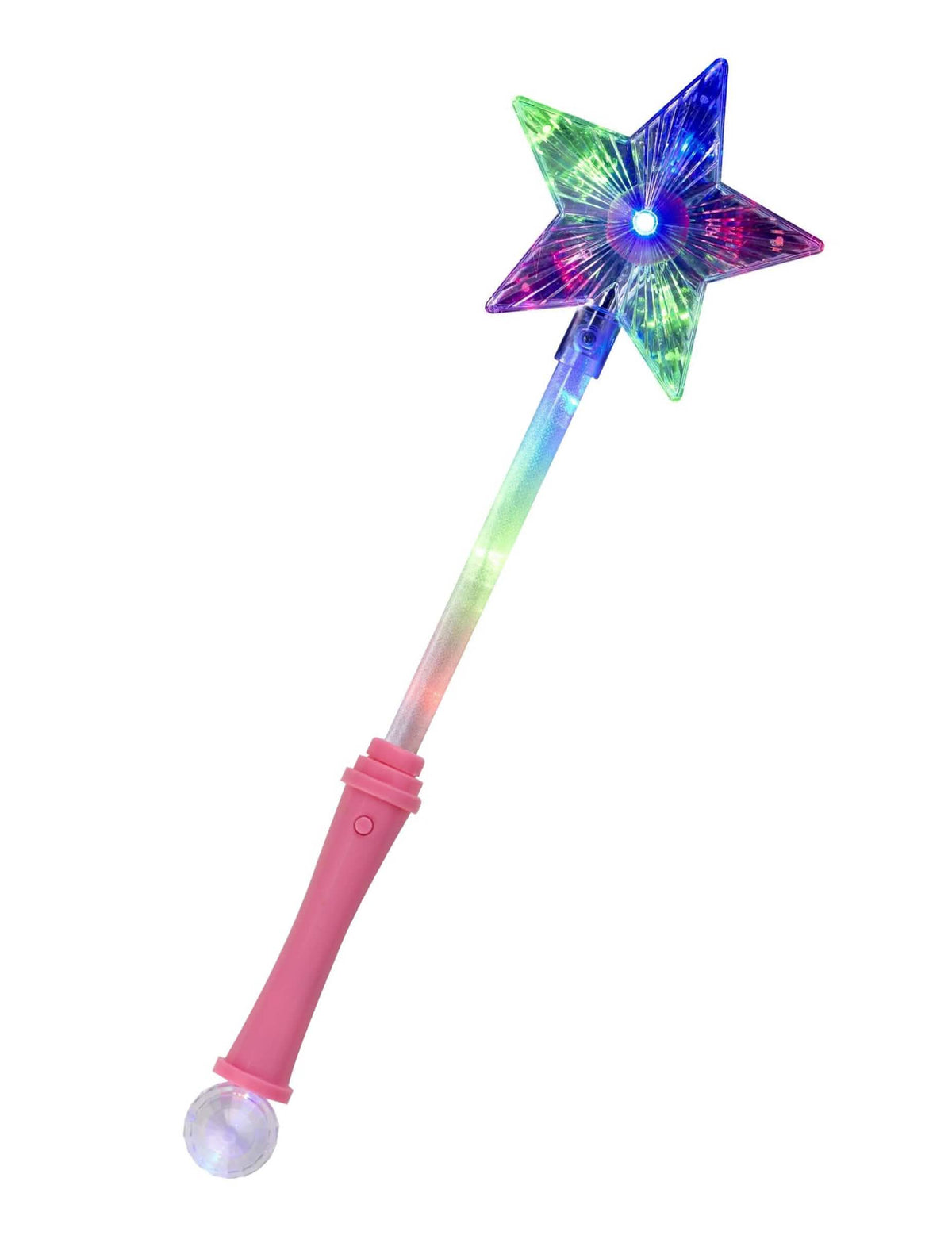 Zauberstab mit leuchtendem Stern für Kinder, Bunt, mit Rosa, Pink Griff