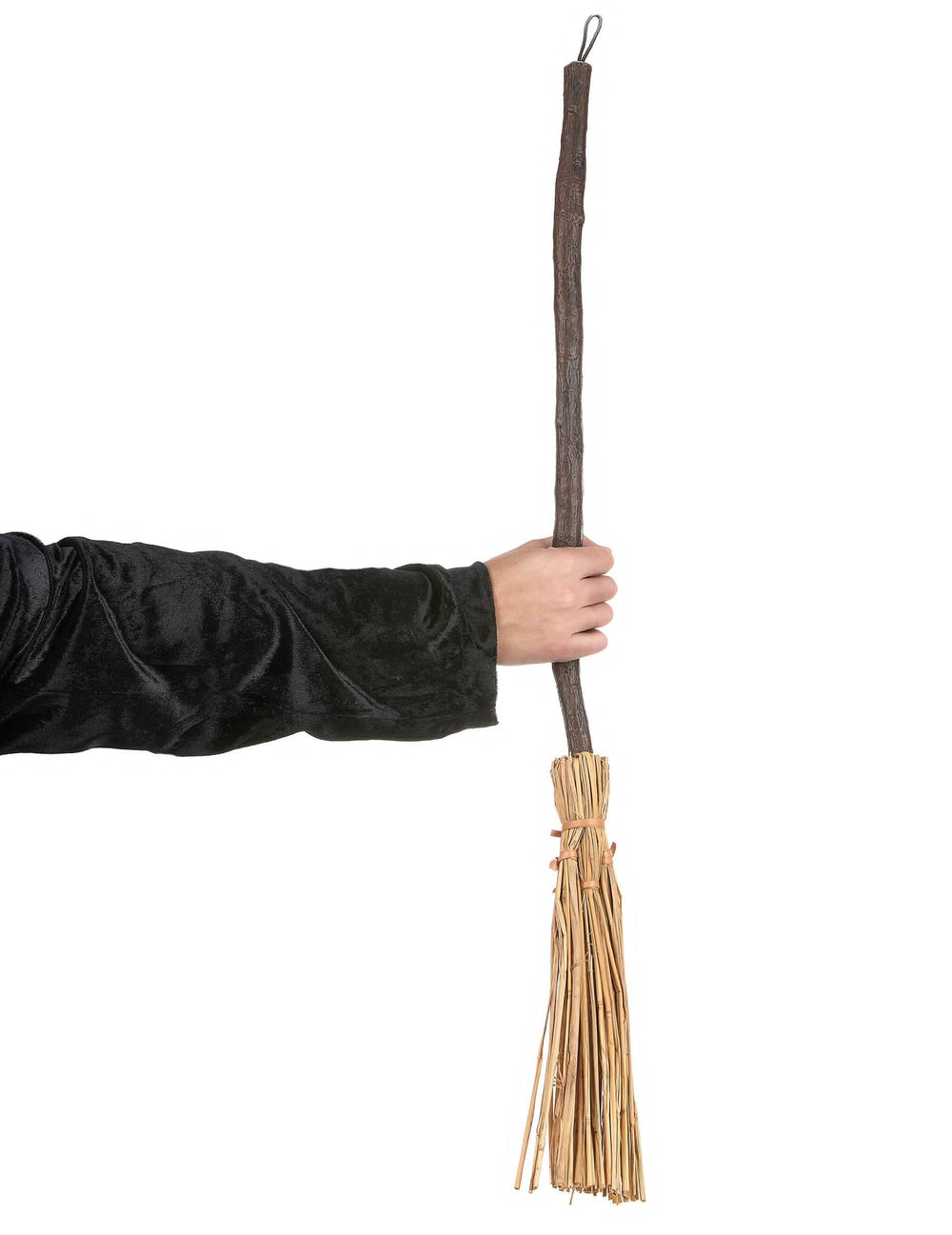 Inszenierung des von einer Hand gehaltenen Hexenbesens