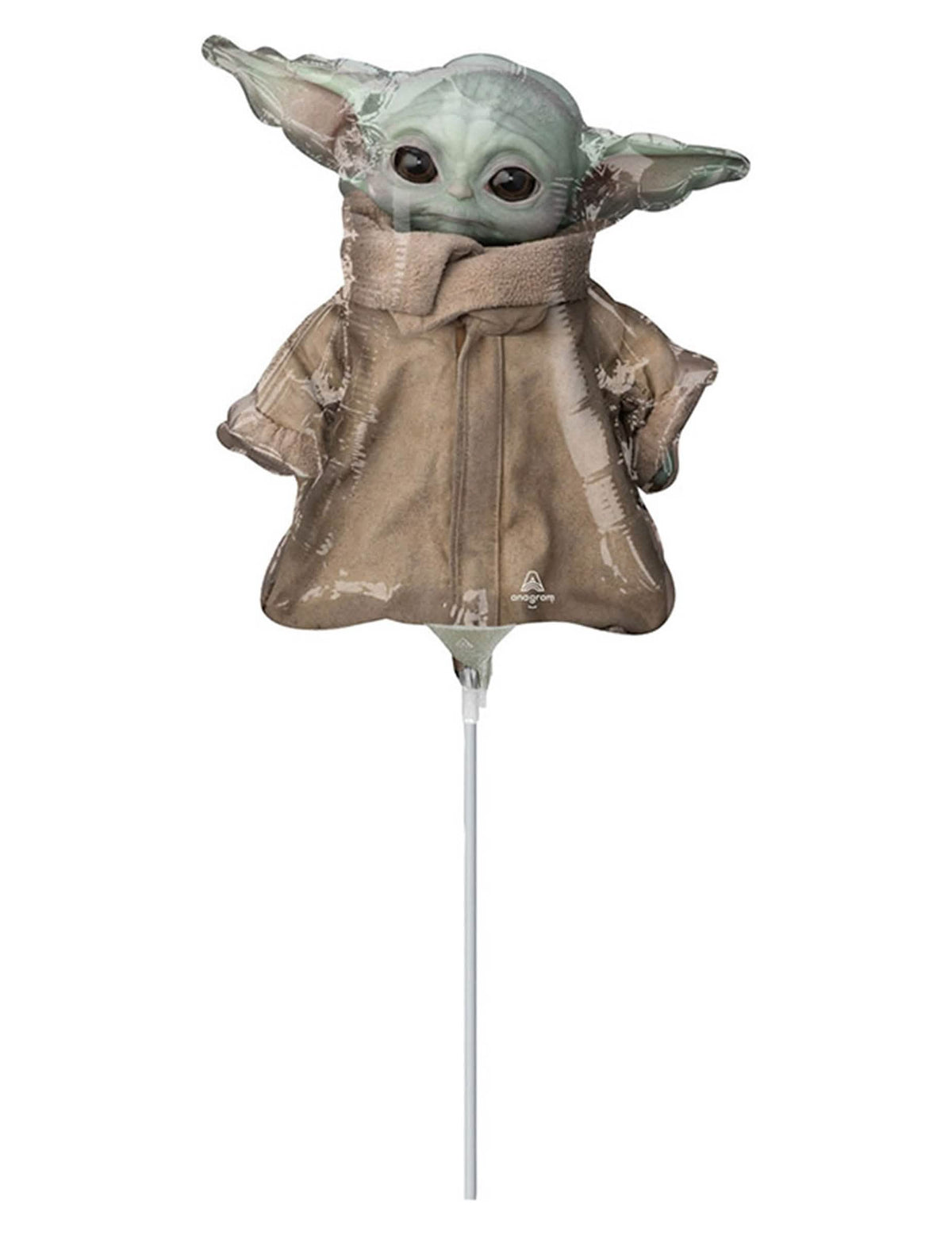 Aluminium-Ballon Bébé Yoda The Mandalorian für Kinder Grün und Braun auf Stiel
