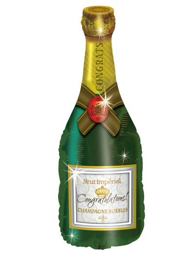 Aluminiumballon in Champagnerflaschenform für die Party, grün und gold mit der Aufschrift Congratulations