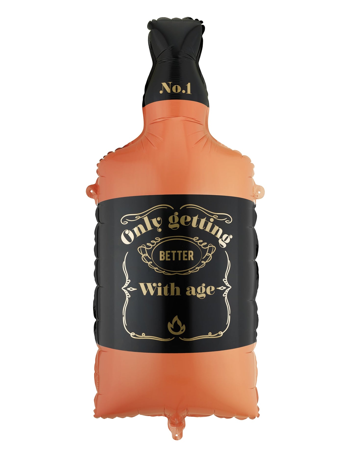 Aluminiumballon Whiskyflasche Orange/Schwarz 34 x 86 cm