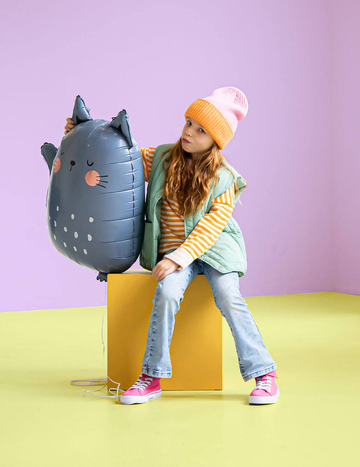 Aluminiumballon Motiv Katze Grau - 49 x 69 cm