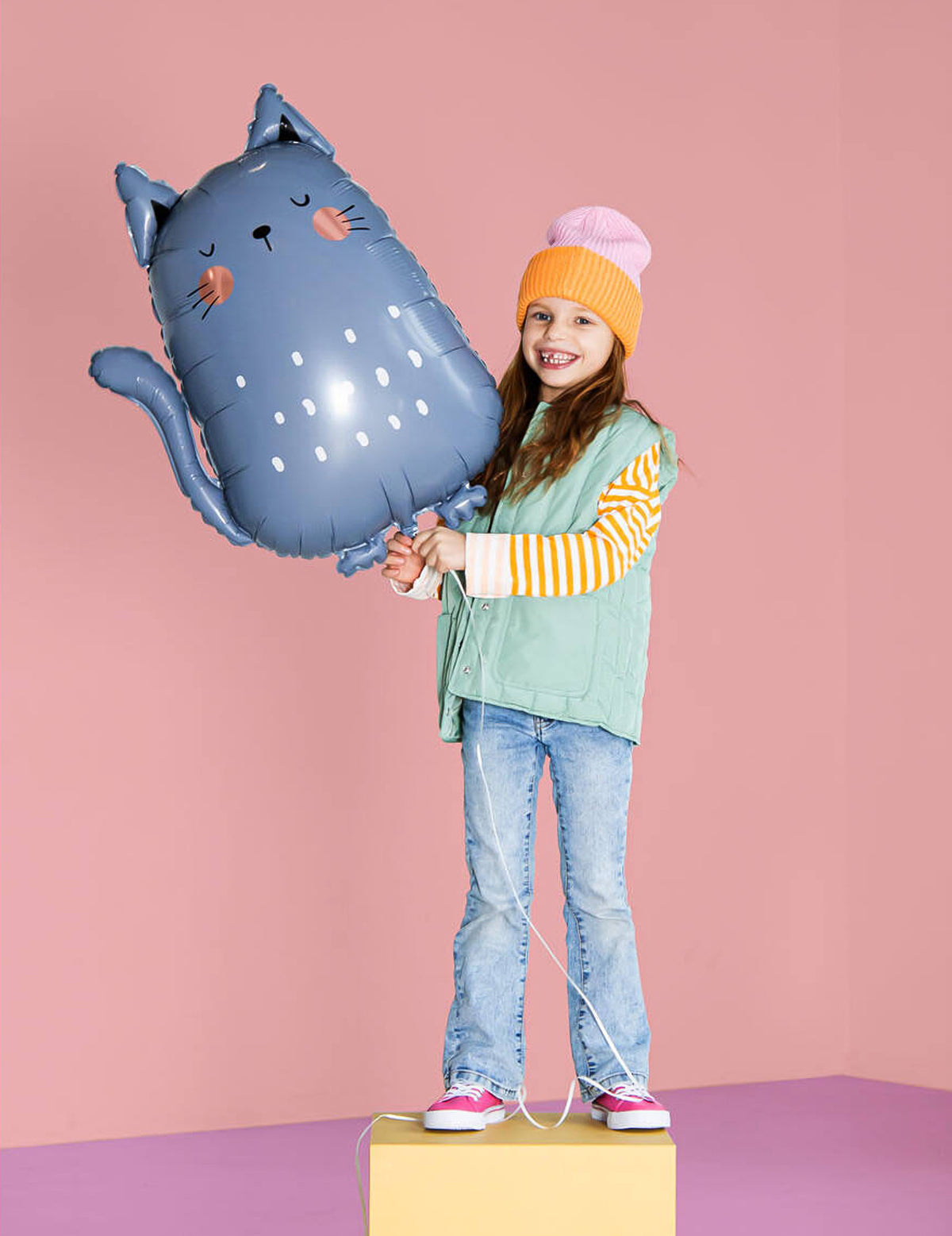 Aluminiumballon Motiv Katze Grau - 49 x 69 cm