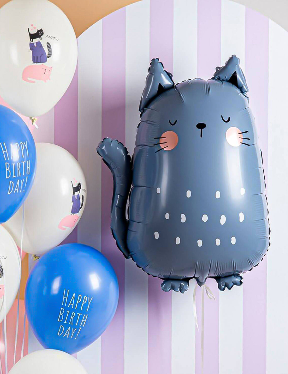 Aluminiumballon Motiv Katze Grau - 49 x 69 cm