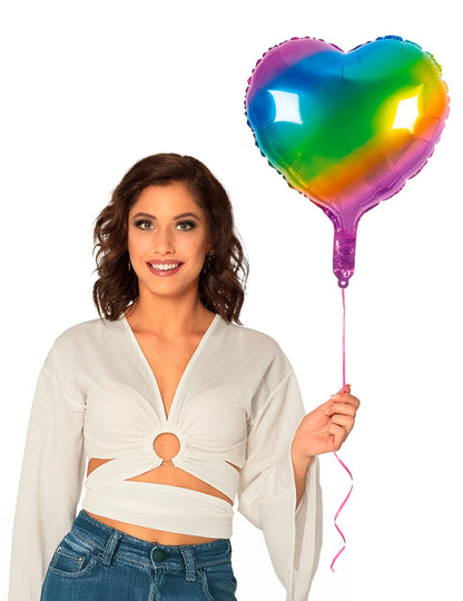 Regenbogen Herz-Ballon Aluminium Raumdekoration bunt 45 cm