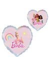Ballon aluminium cœur Barbie pour enfant rose holographique