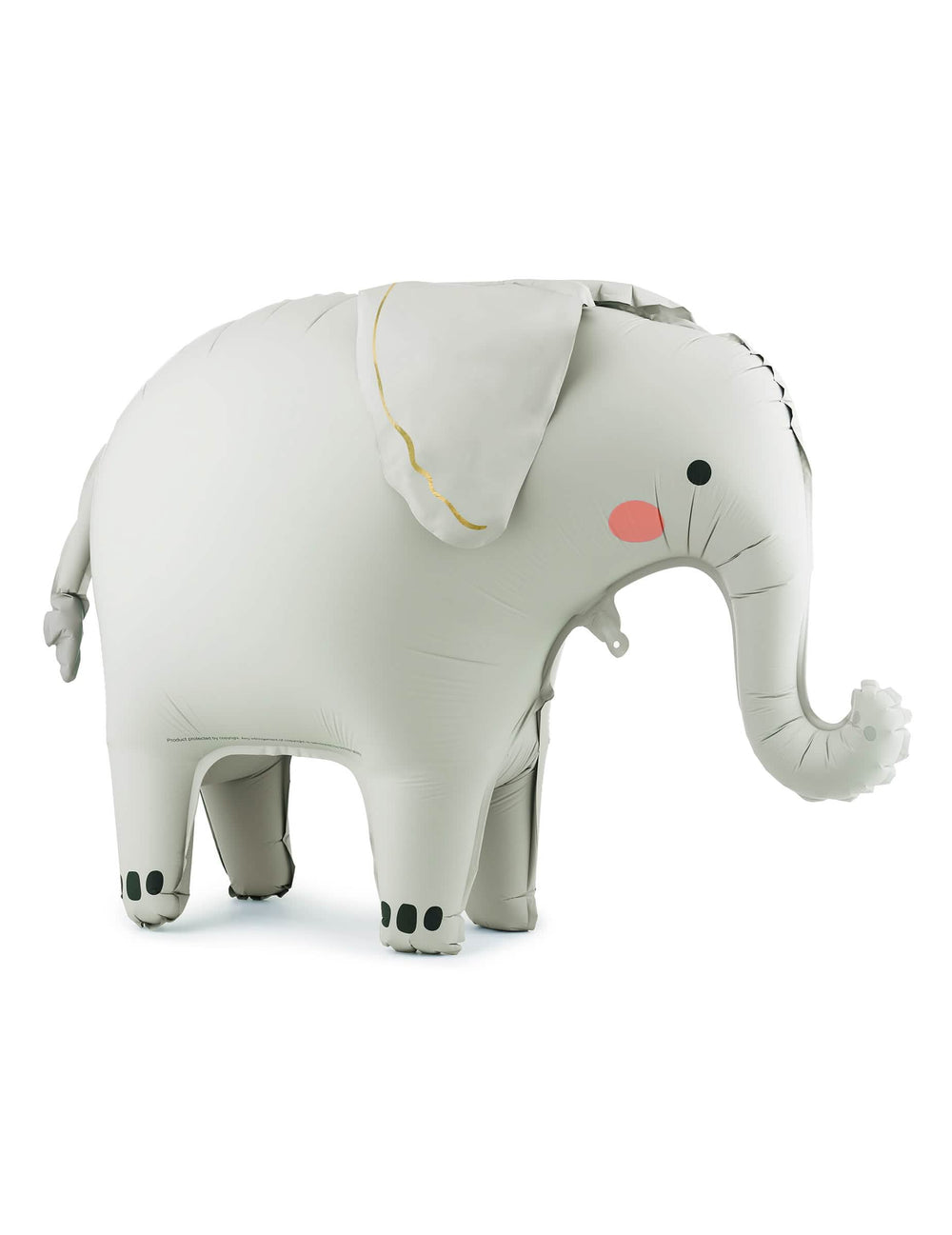 Ballon aluminium éléphant debout gris avec détails dorés