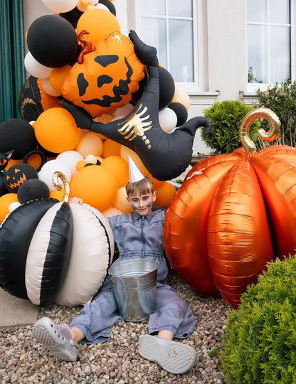 Halloween-Folienballon Vogelscheuche Schwarz-Orange 60 x 100 cm