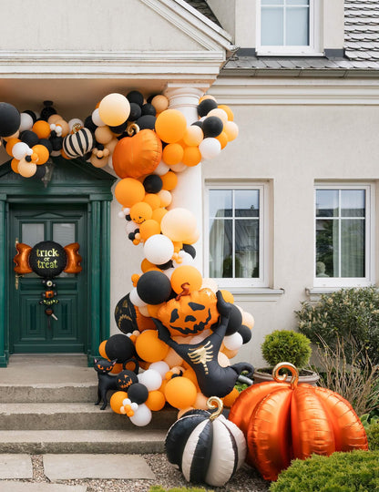 Halloween-Folienballon Vogelscheuche Schwarz-Orange 60 x 100 cm