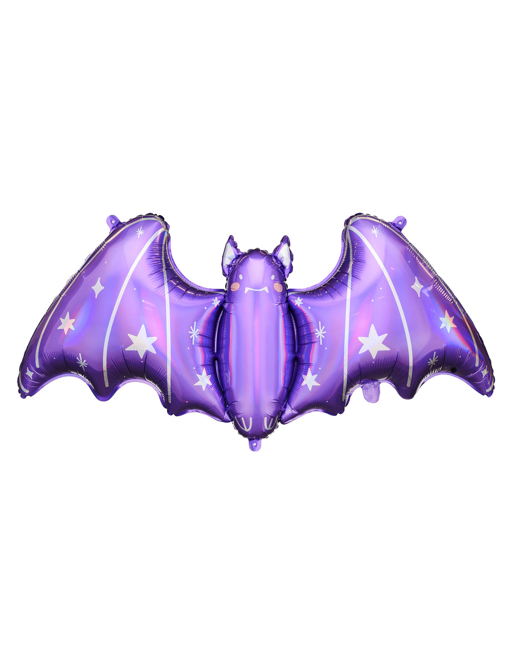 Ballon aluminium géant chauve-souris pour Halloween violette irisée avec étoiles