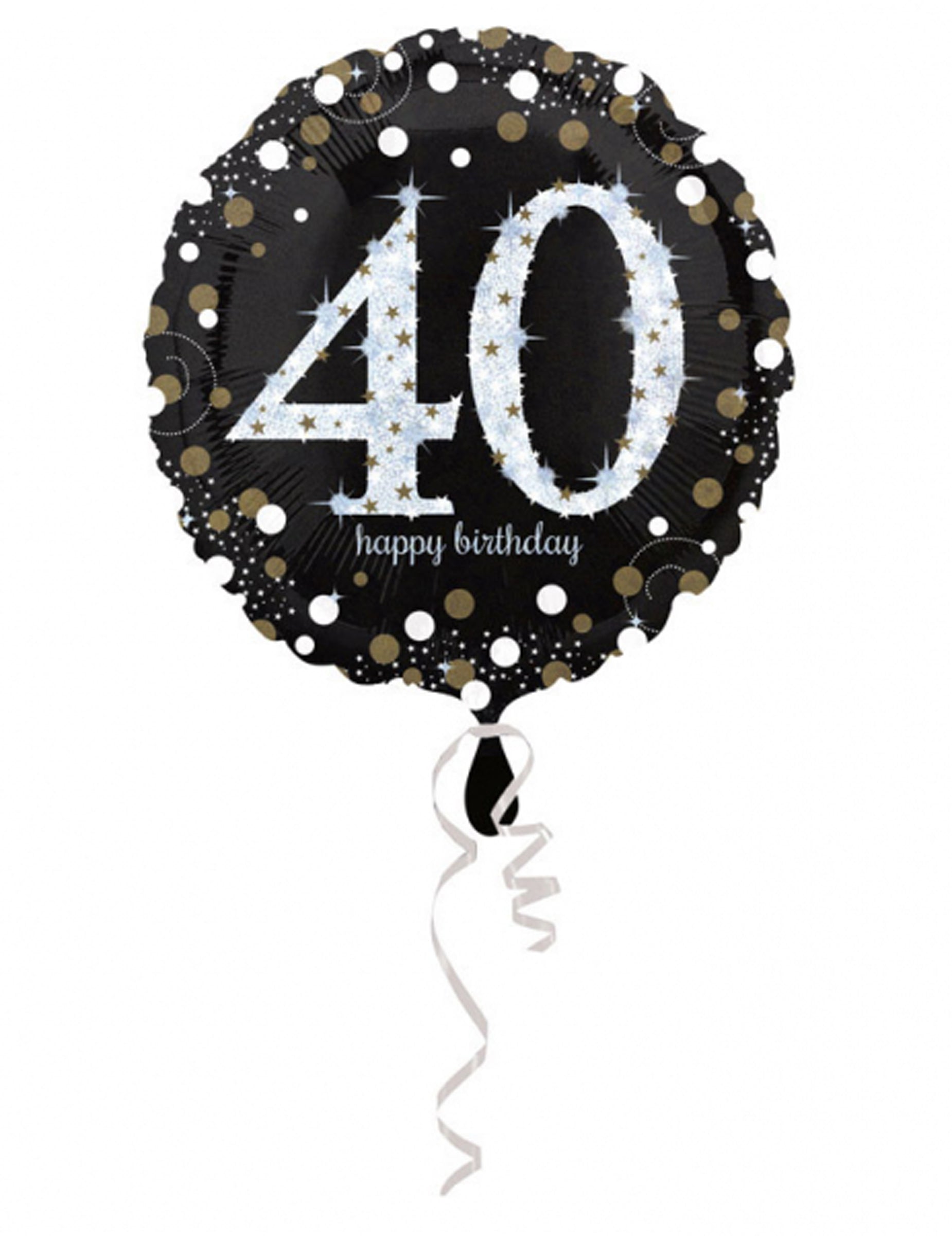 Ballon en aluminium Happy Birthday scintillant 40 pour anniversaire noir et or