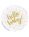 Ballon aluminium hello baby pour baby shower blanc et or