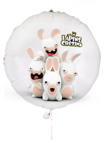 Ballon aluminium Lapins Crétins blanc avec personnages