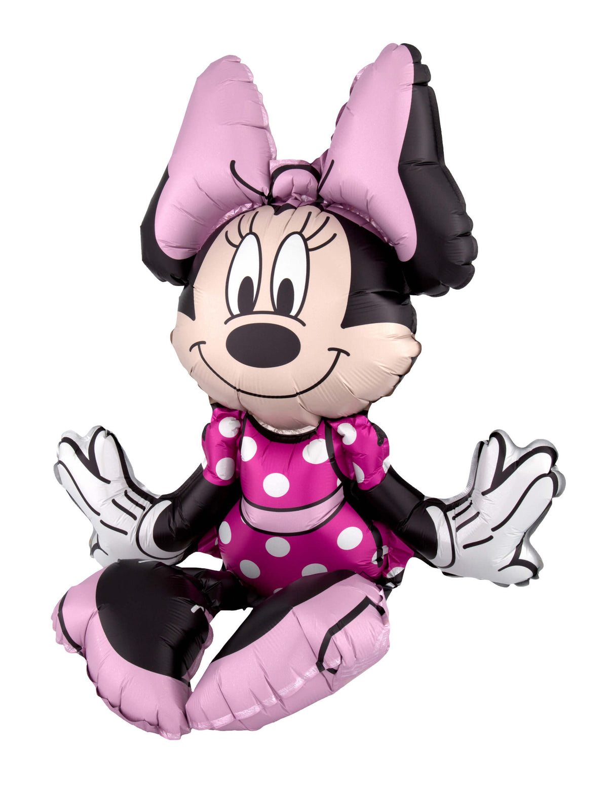 Ballon aluminium Minnie Mouse assise pour enfant rose à pois blancs