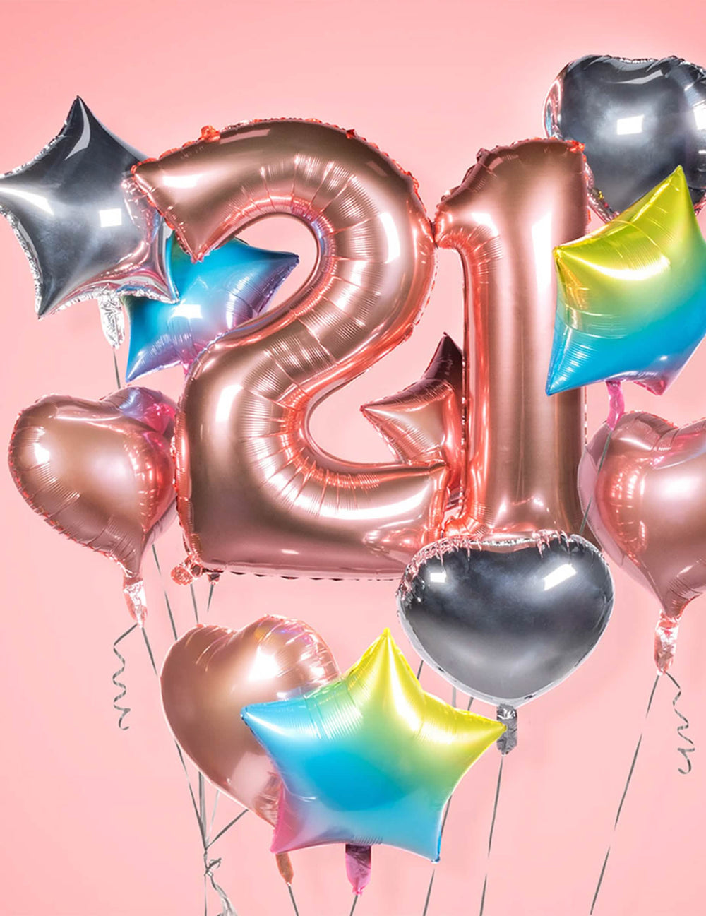 Mise en situation du ballon aluminium étoile pour fête multicolore