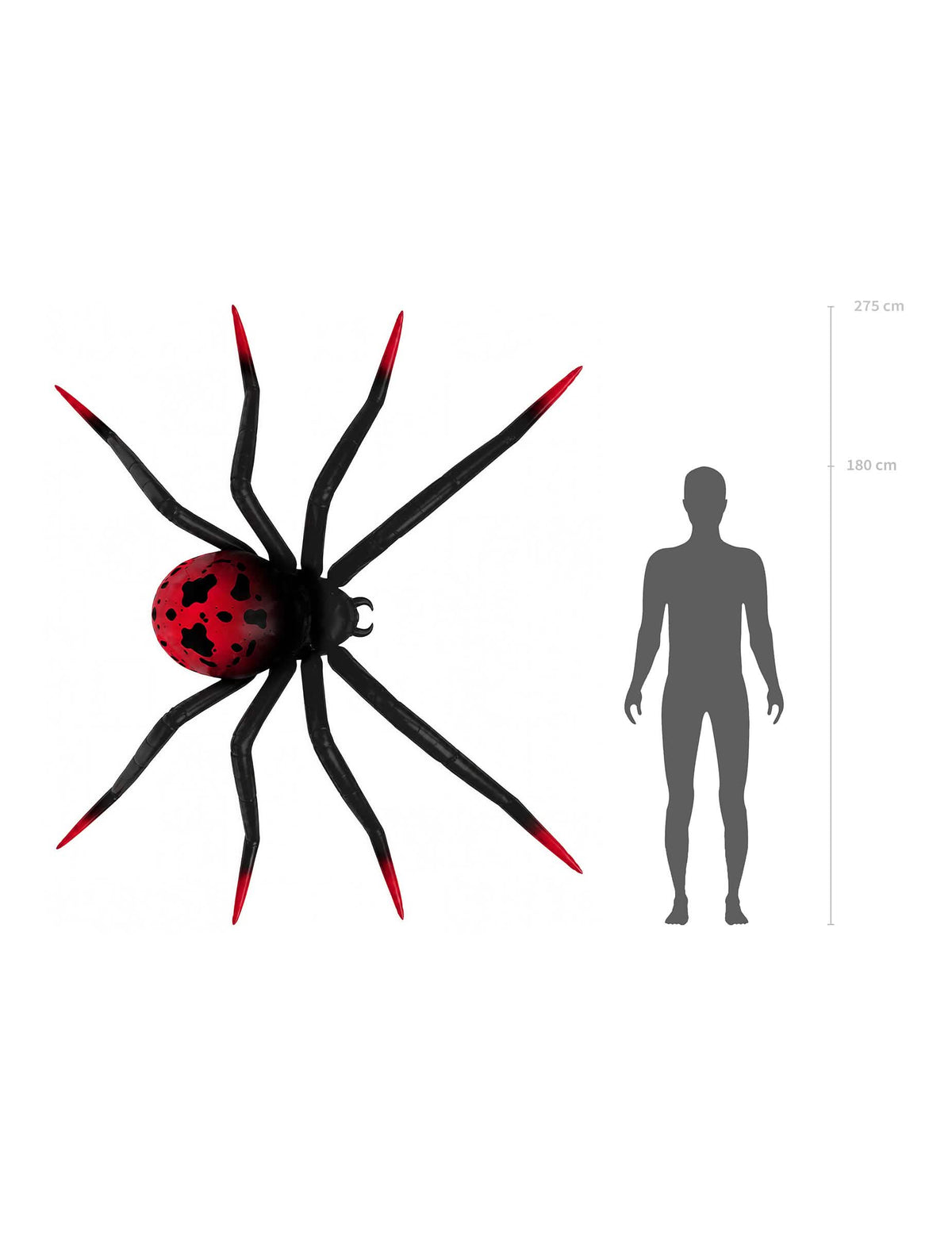 Gigantischer XXL Spinnen-Folienballon in Schwarz-Rot - 275 x 152 cm