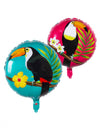 Ballon aluminium toucan pour fête bleu et fuschia