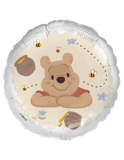 Ballon aluminium Winnie l'ourson pour enfant beige avec abeilles et pot de miel