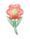 Ballon en aluminium fleur pour décoration rose et vert avec tige