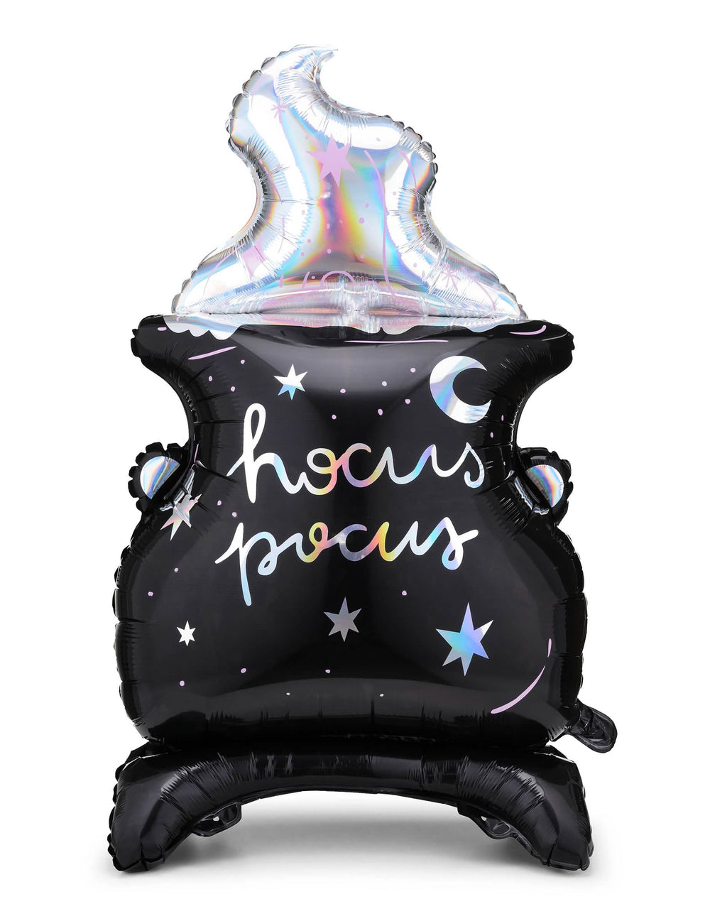 Ballon en aluminium géant chaudron hocus pocus pour décoration d'Halloween noir et iridescent
