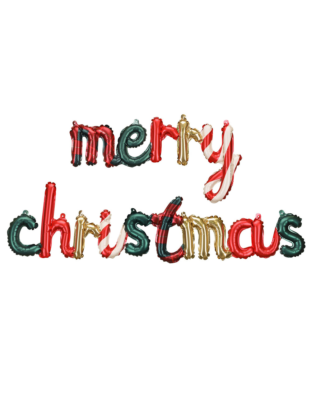 Ballon en aluminium Merry Christmas pour fête multicolore à motifs carreaux et rayures