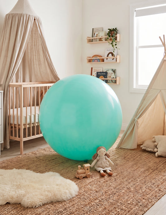 Grosser Luftballon rund Partydeko hellblau 60 cm