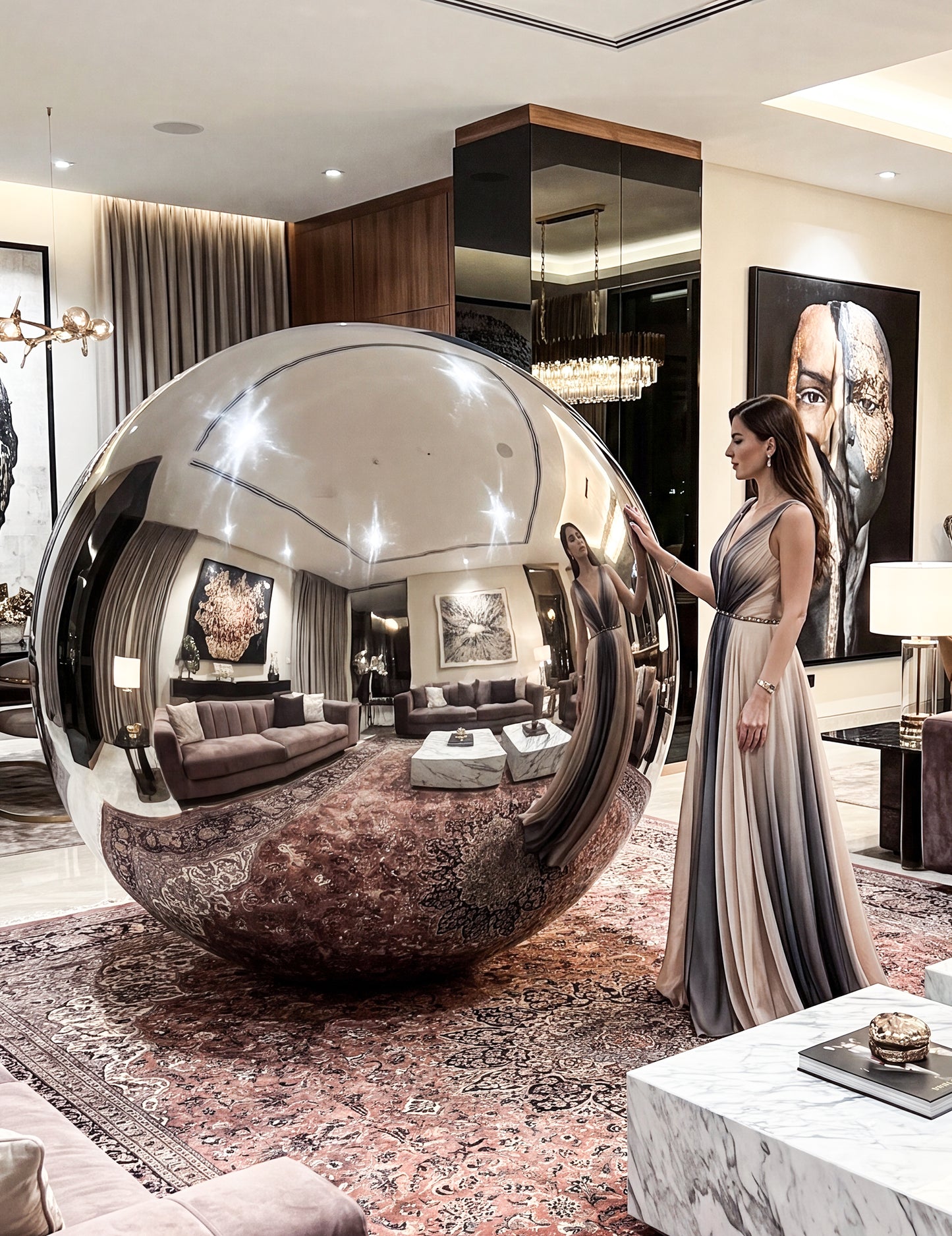Riesen-Spiegelballon in Silber 200 cm