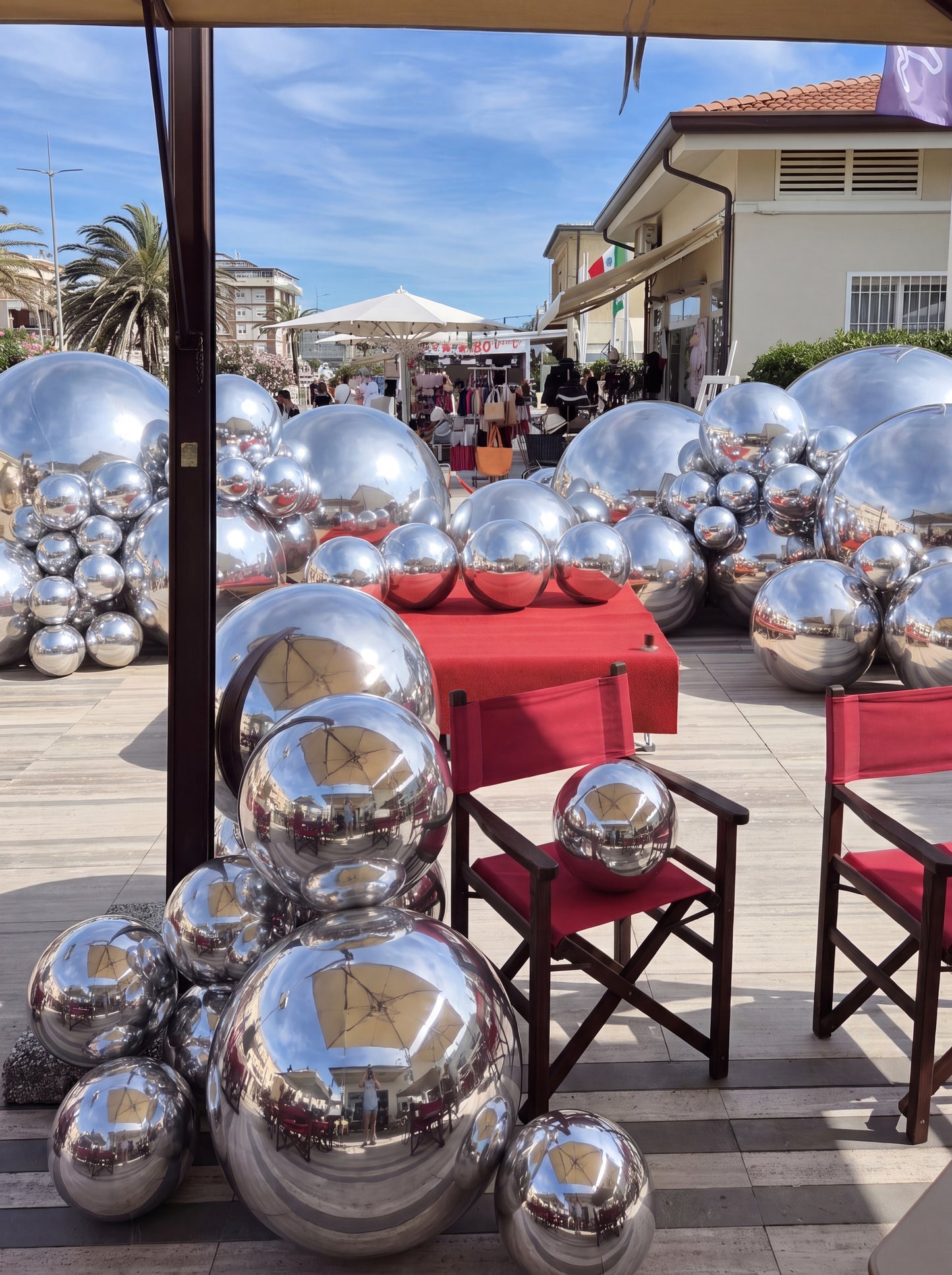 Riesen-Spiegelballon in Silber 200 cm