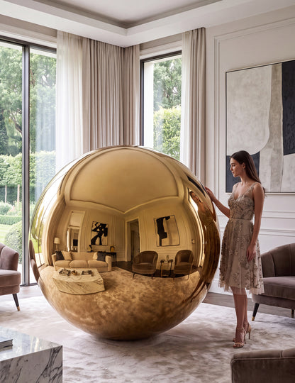 Riesiger goldener Spiegelballon 200 cm