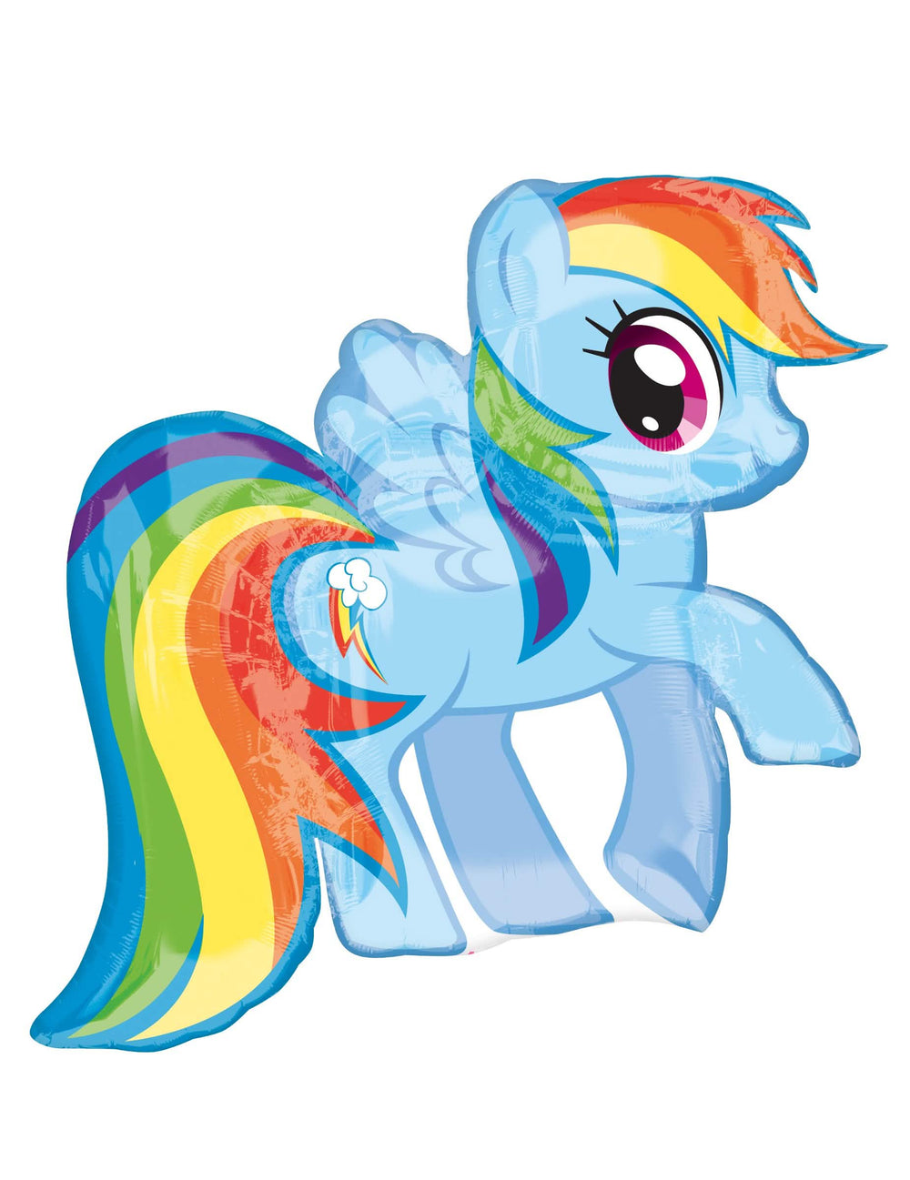 Aluminiumballon My Little Pony Rainbow Dash für Kinder Blau mit Regenbogenmähne