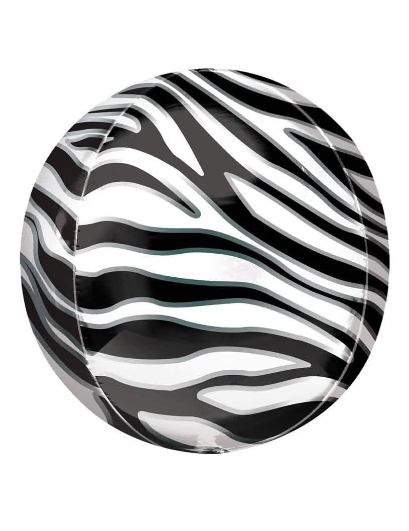 Ballon en aluminium imprimé zèbre pour décoration de fête noir et blanc