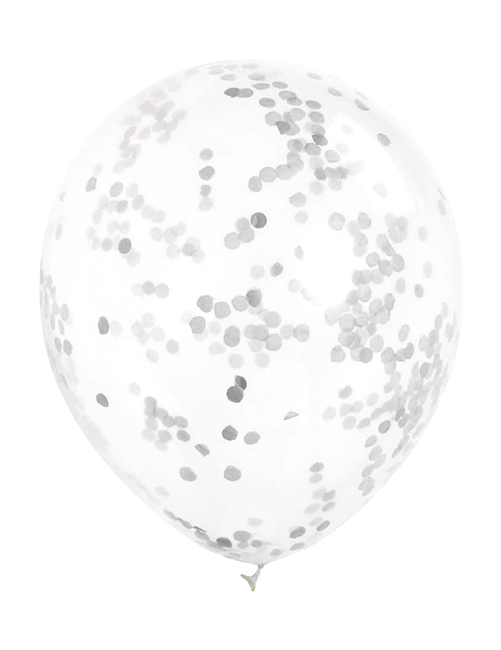 Luftballons aus transparentem und silbernem Latex mit Konfetti