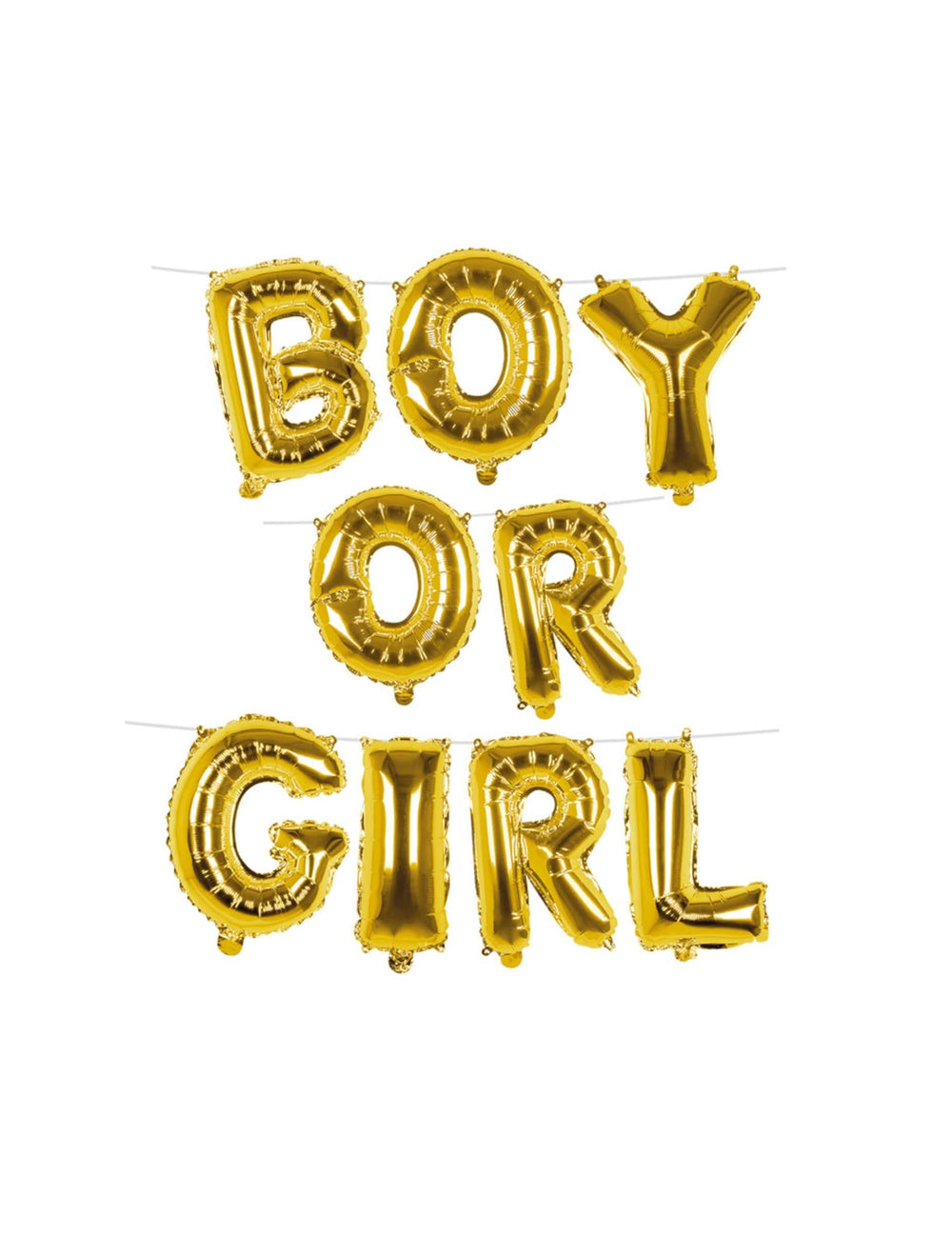 Luftballon-Girlande aus Aluminium Buchstaben boy Farbe Gold girl für Babyshower, Farbe Gold