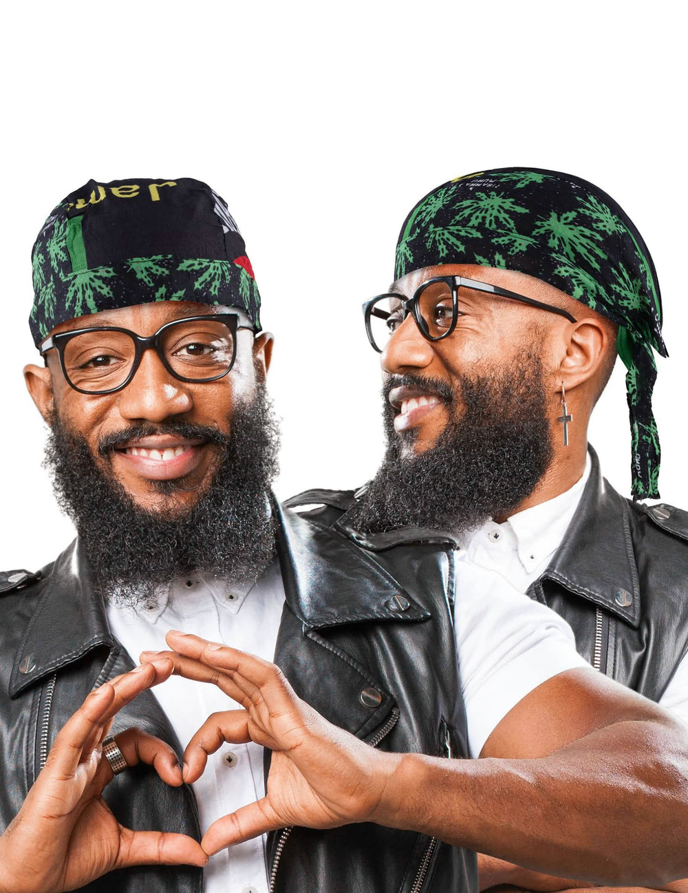 Vorder- und Seitenansichten des Rasta-Bandanas Jamaïka