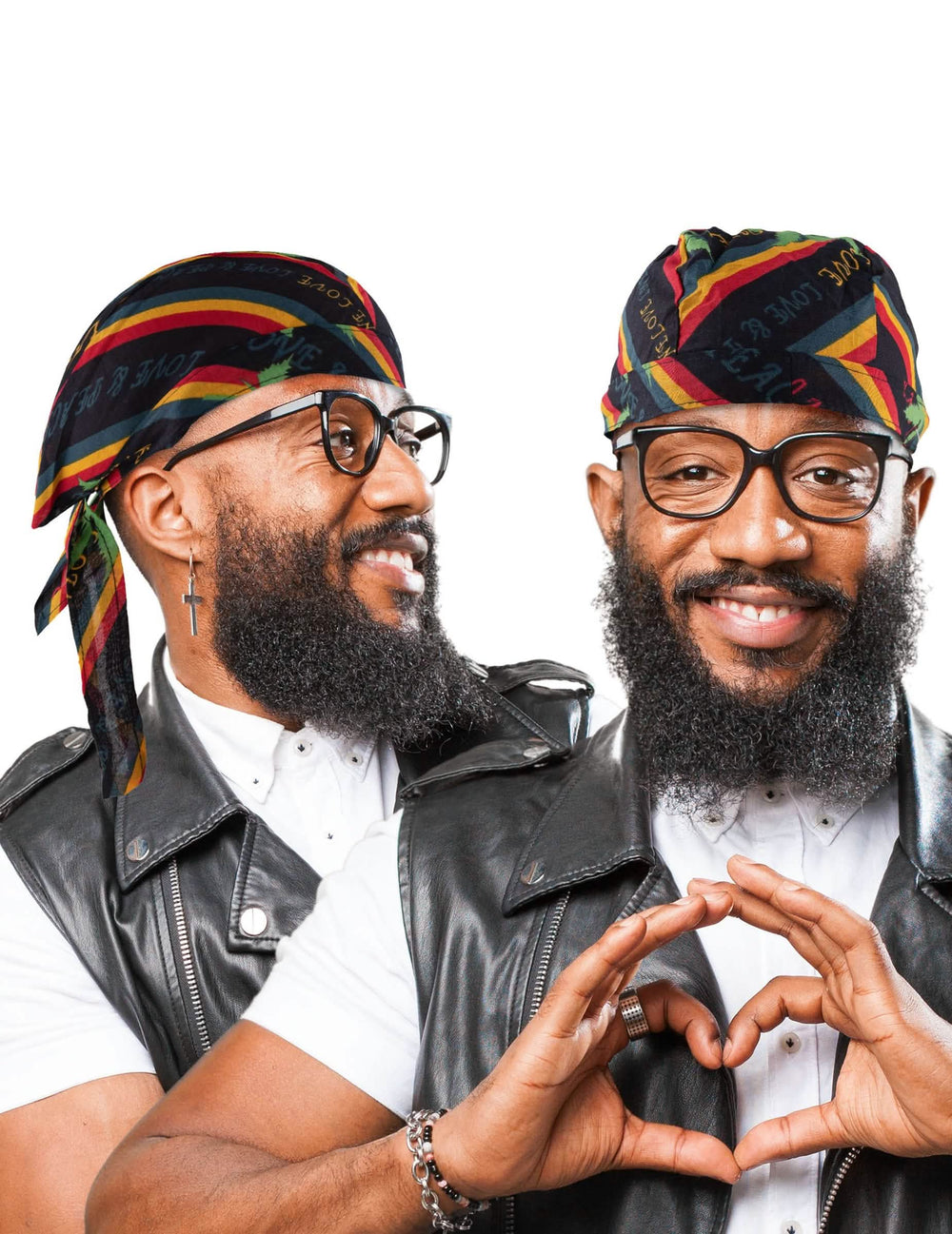 Vorder- und Seitenansichten des Rasta-Bandanas Jamaïka