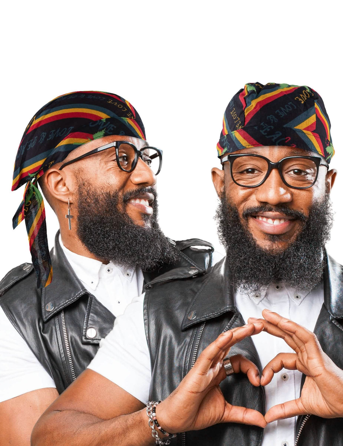 Vorder- und Seitenansichten des Rasta-Bandanas Jamaïka