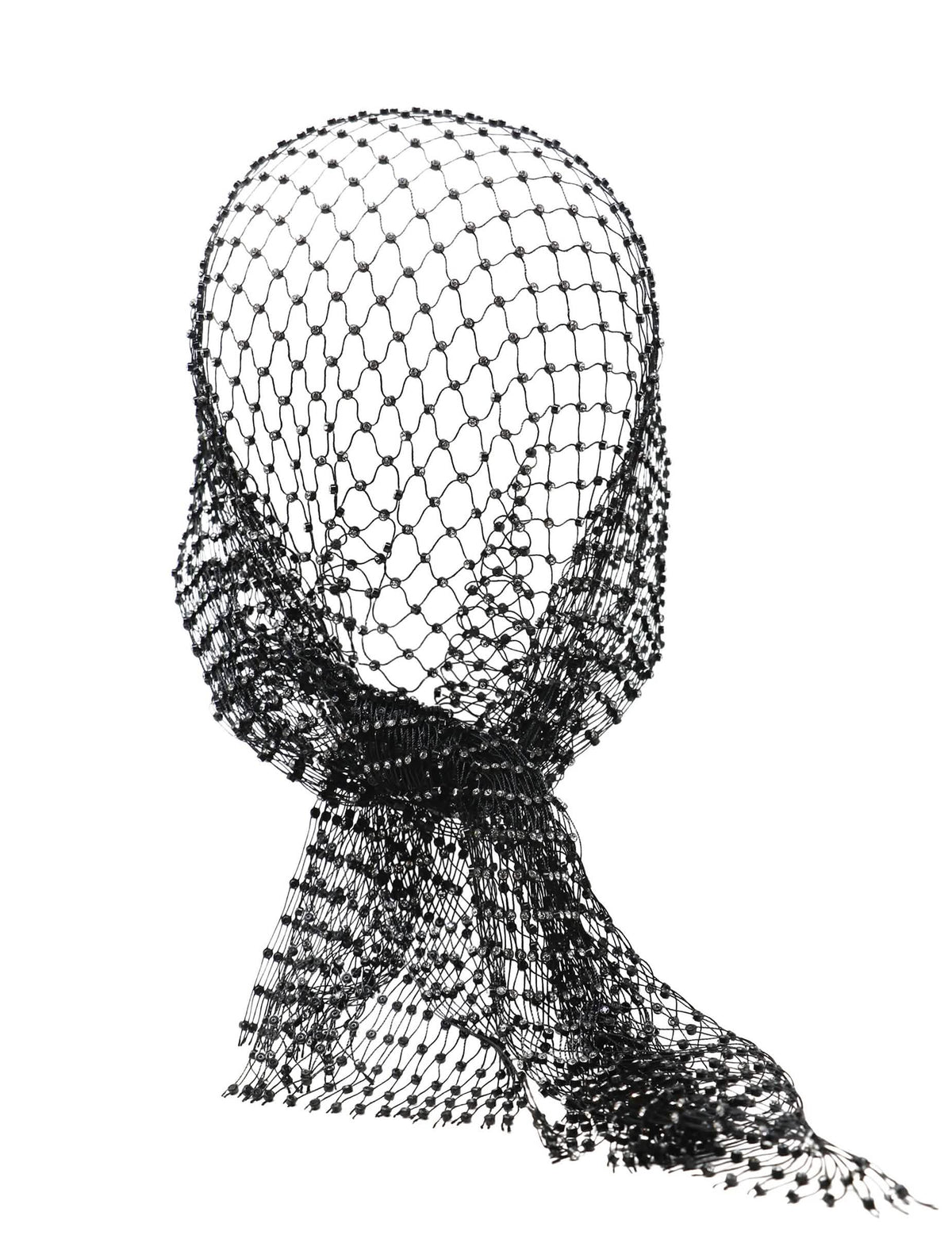 Schwarzes Netz-Bandana mit Strass für Erwachsene