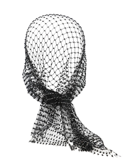 Schwarzes Netz-Bandana mit Strass für Erwachsene