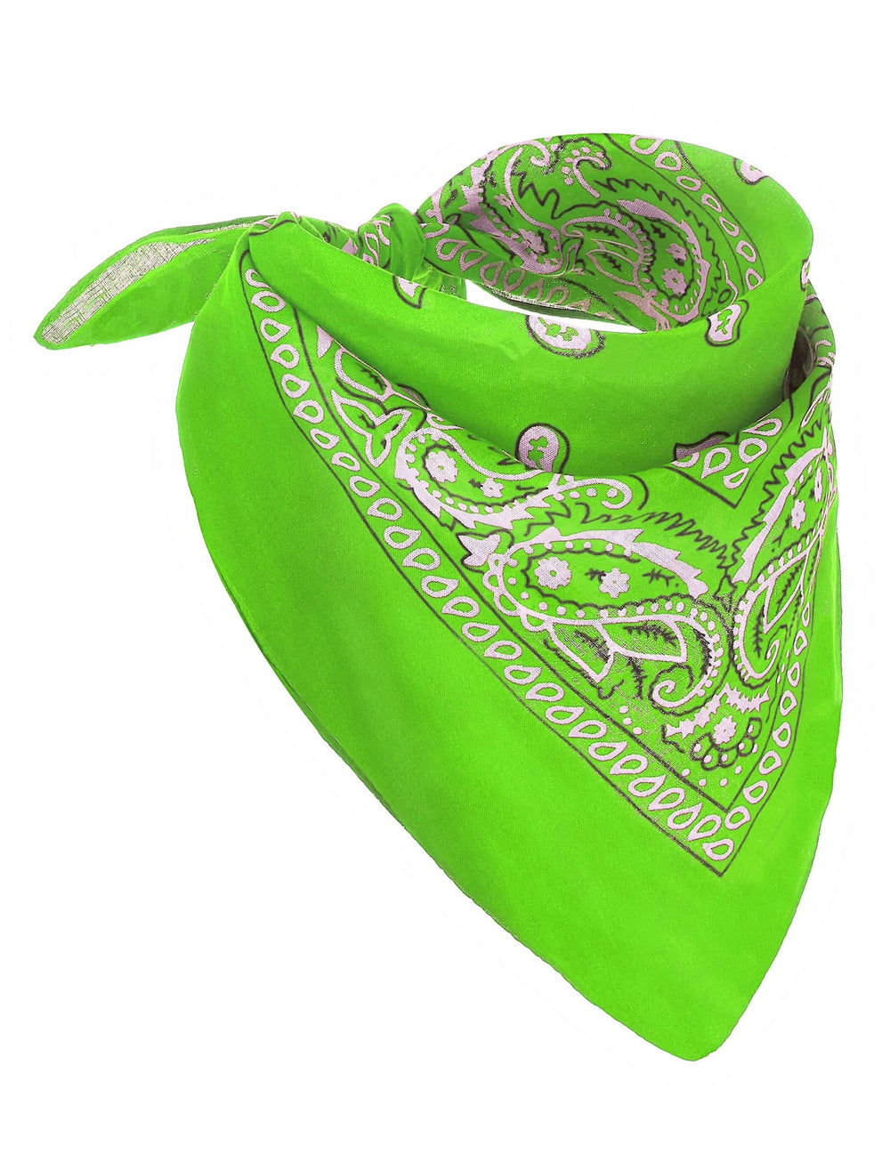 Neon-Grünes Bandana für Erwachsene mit Paisley-Mustern