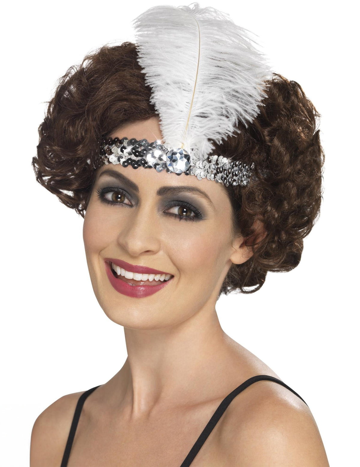20er Pailletten Stirnband für Damen silber