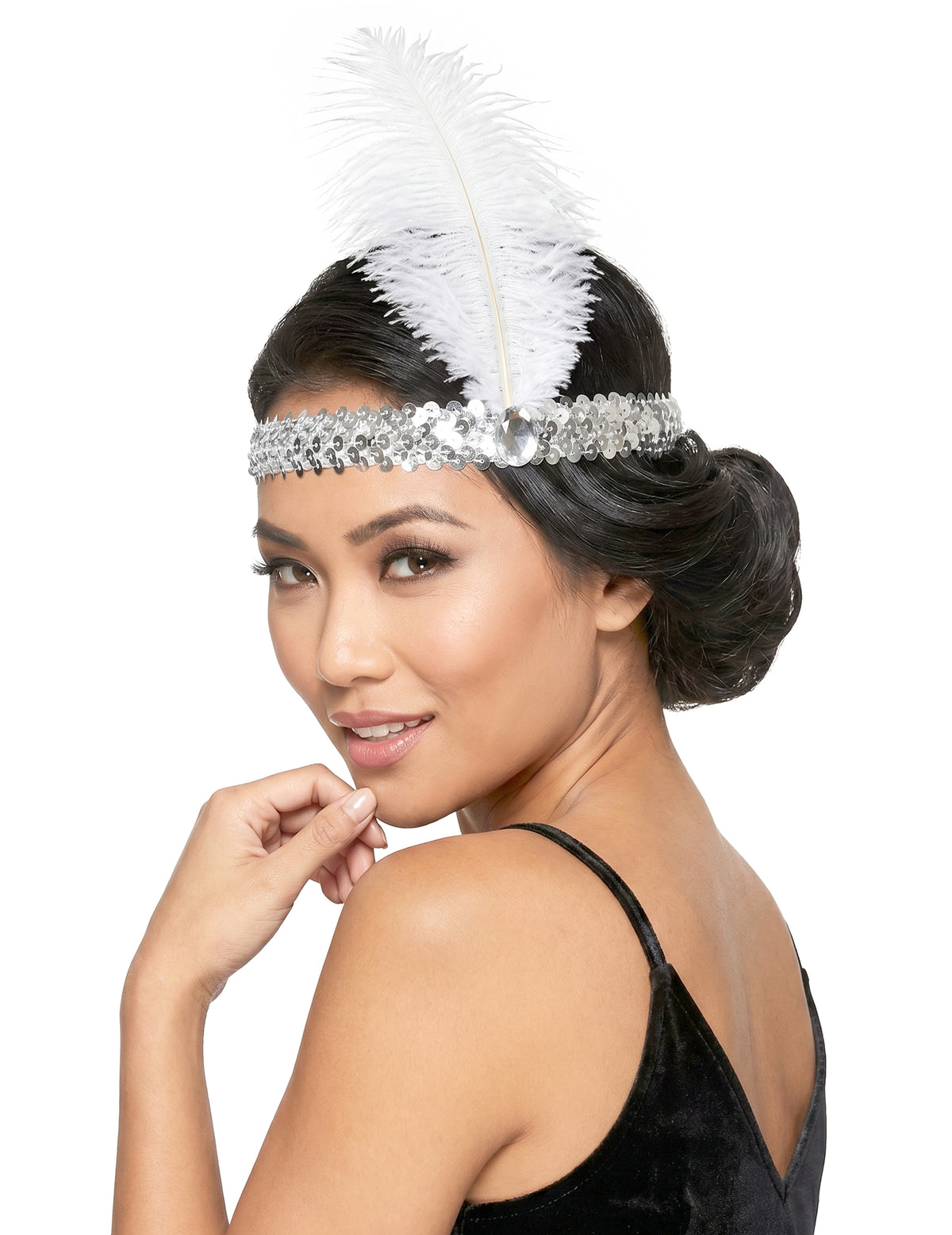 20er Pailletten Stirnband für Damen silber