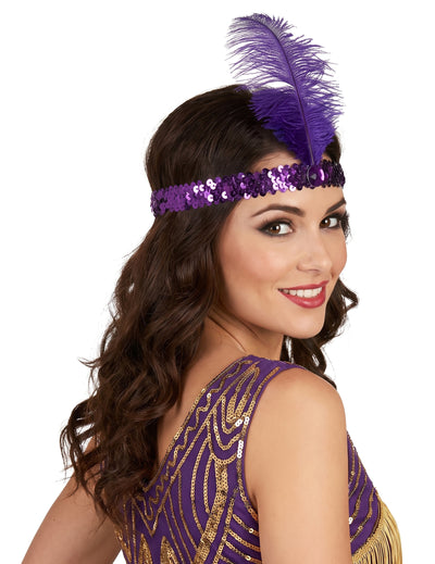 Charleston Pailletten-Stirnband mit Feder für Damen