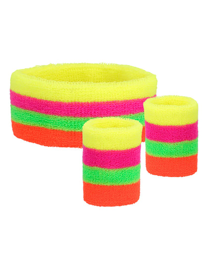 Bandeau et poignets multicolores 80's adulte