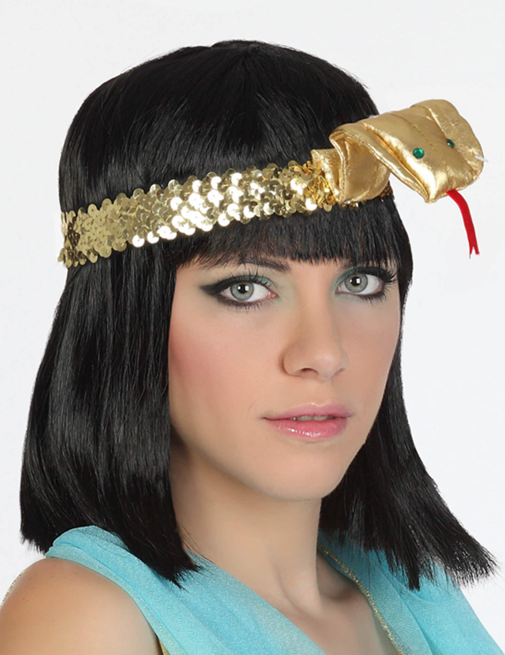 Goldener ägyptischer Schlangen-Haarreif für Damen mit Pailletten