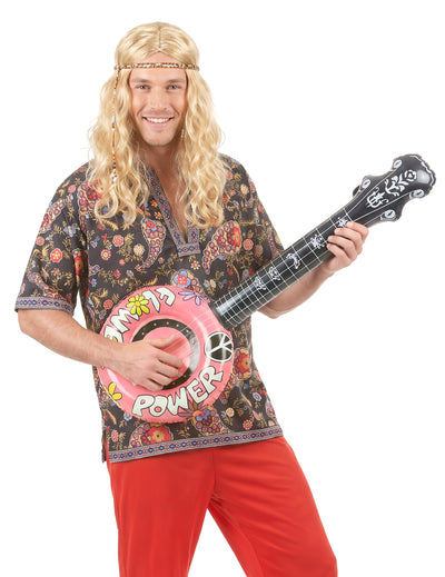 Aufblasbares Hippie-Banjo in Pink