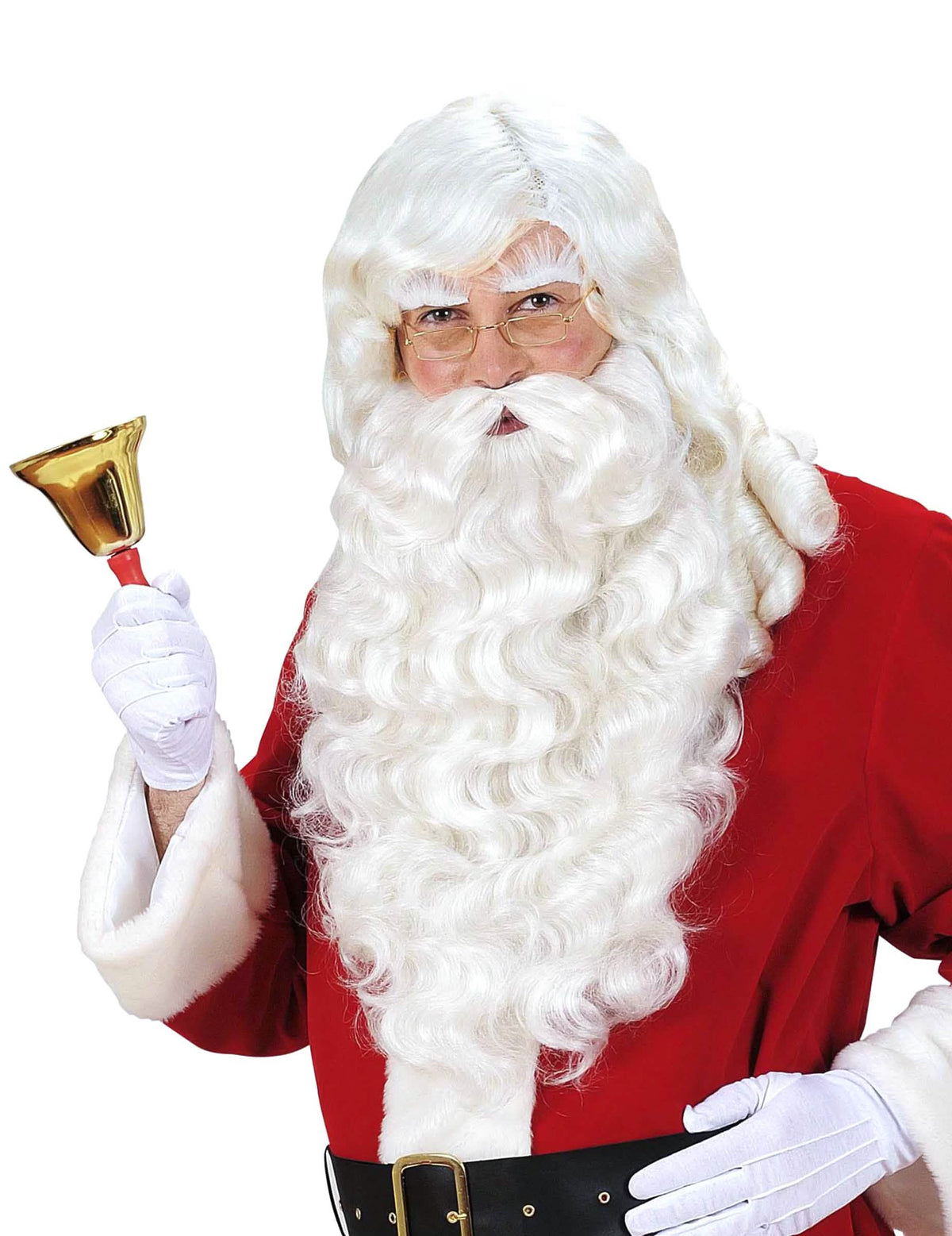 Weißer, lockiger Luxus-Weihnachtsmannbart für Erwachsene