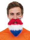 Barbe supporter Pays-Bas pour adulte rouge blanc bleu