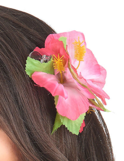 Barrette fleur rose Hawaï