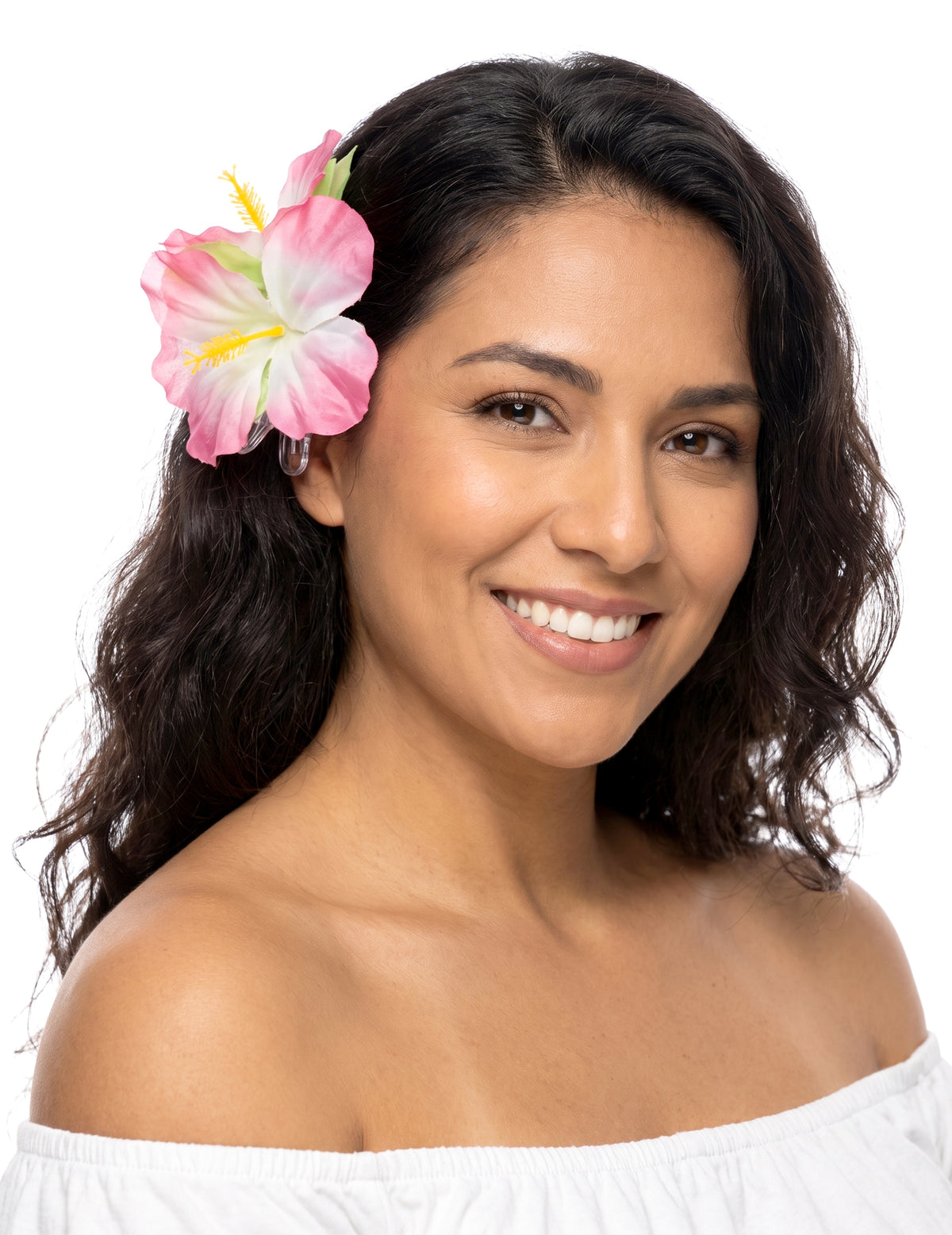 Haarklammer Hawaii mit rosa Blumen